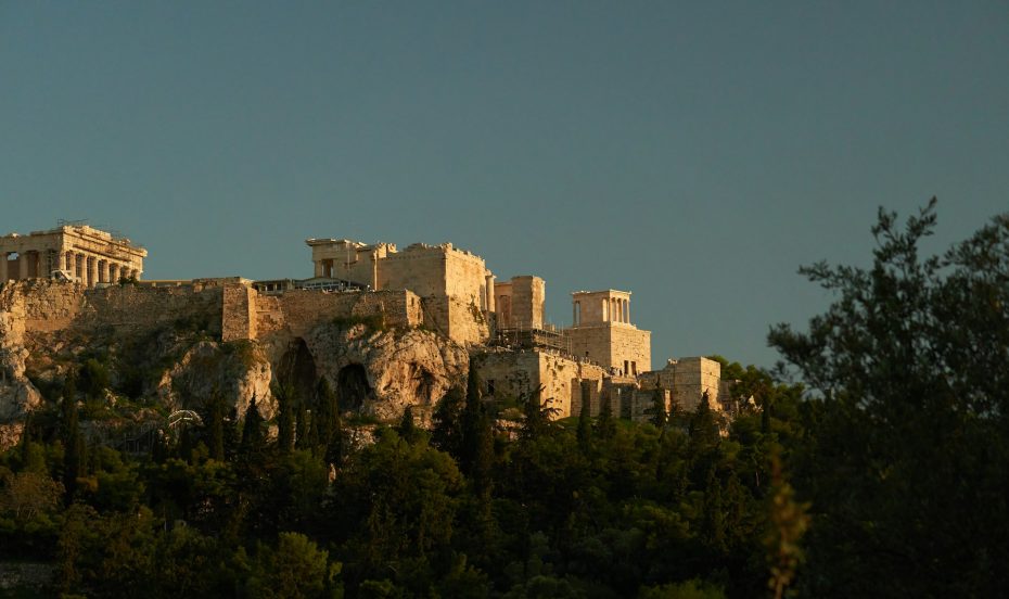 The Acropolis is situated at the highest point in Athens, Greece