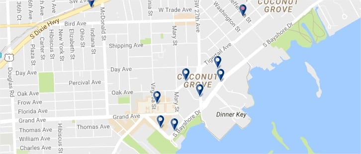 Miami - Coconut Grove - Haz clic para ver todos los hoteles en un mapa