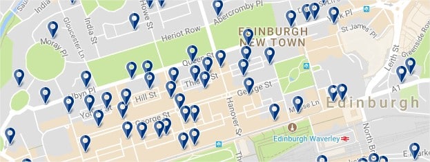 New Town de Edimburgo - Haz clic para ver todos los hoteles en un mapa