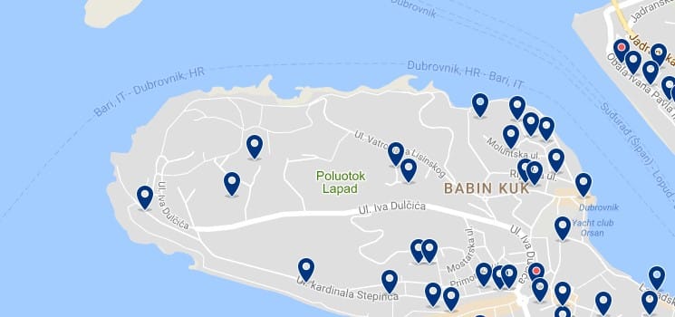 Dubrovnik - Babin Kuk - Click to see all hotels on a map