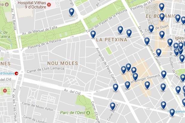 Valencia - Extramurs - Clicca qui per vedere tutti gli hotel su una mappa