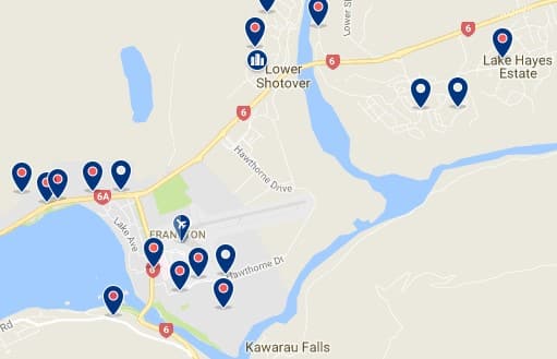 Queenstown - Airport & Frankton - Click to see all hotels on a map