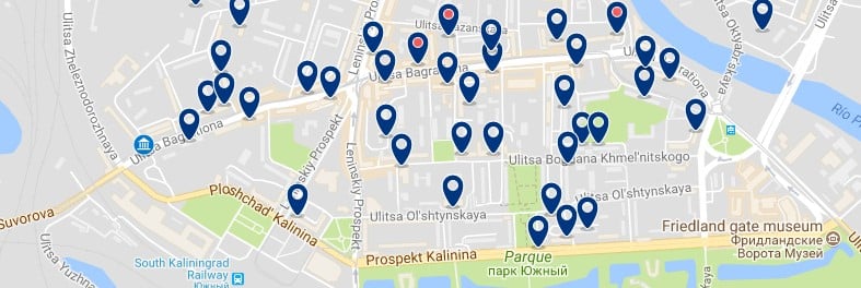 Kaliningrado - Centro - Sur (Puerta de Brandeburgo) - Haz clic para ver todos los hoteles en un mapa