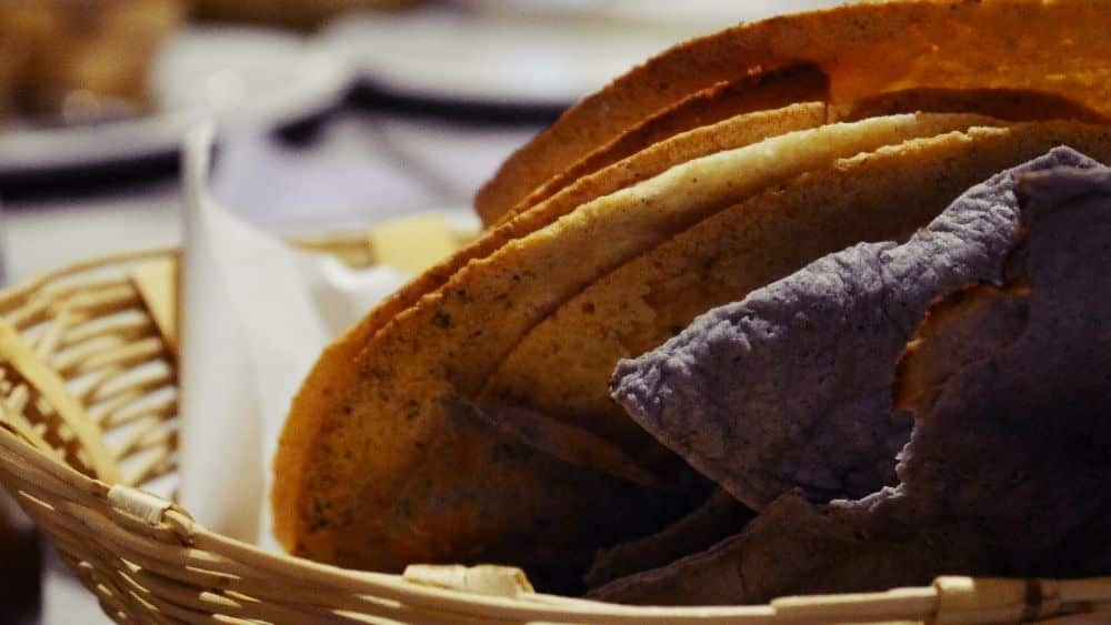 Different types of Mexican corn tortillas