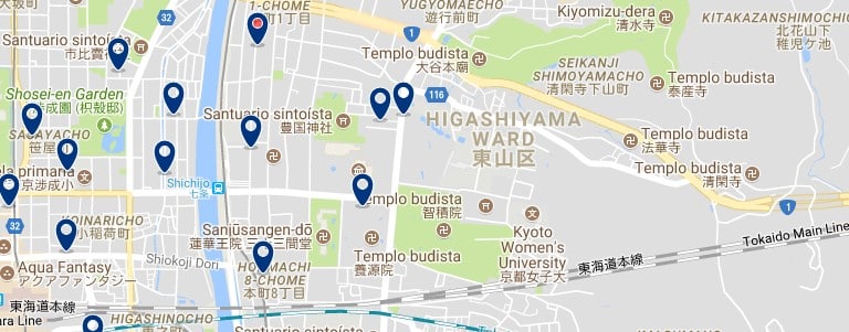 Kyoto - Higashiyama - Click to see all hotels on a map