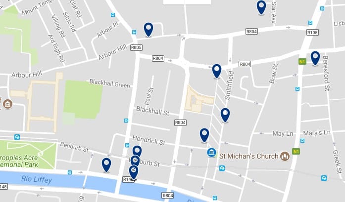 Dublin - Stoneybatter & Smithfield Village - Click to see all hotels on a map