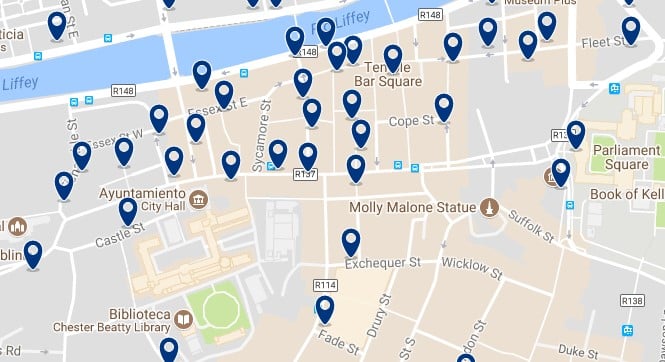 Dublin - Temple Bar - Click to see all hotels on a map