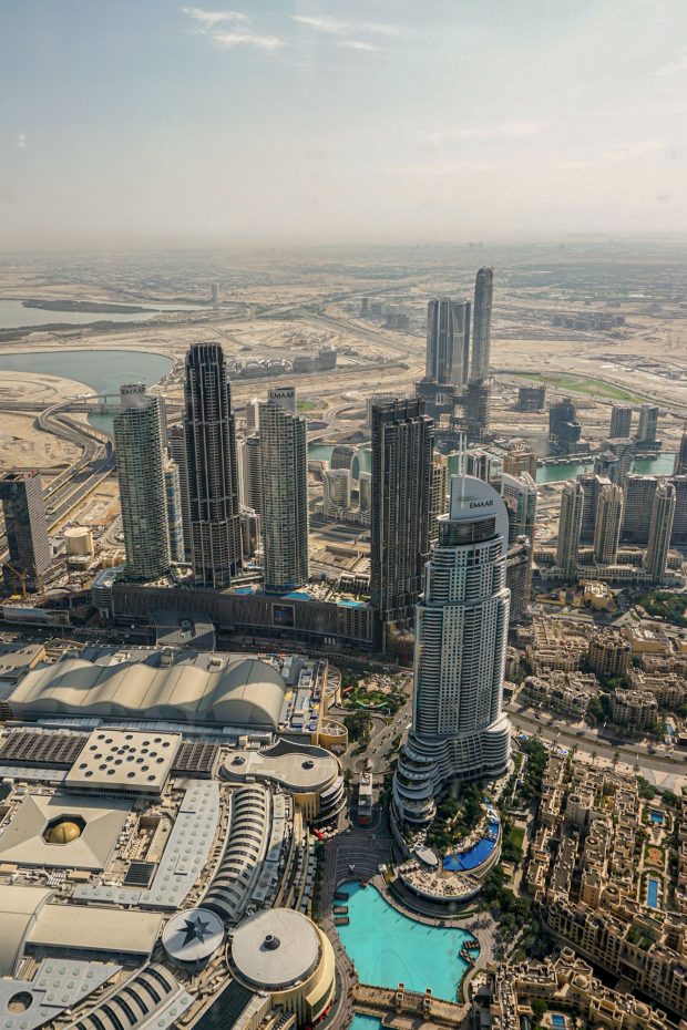 Burj Khalifa views from its 124th-floor observation deck