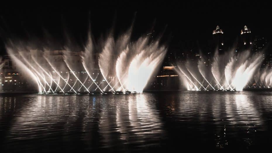 La Fuente de Dubai de noche durante mi última visita a Dubai