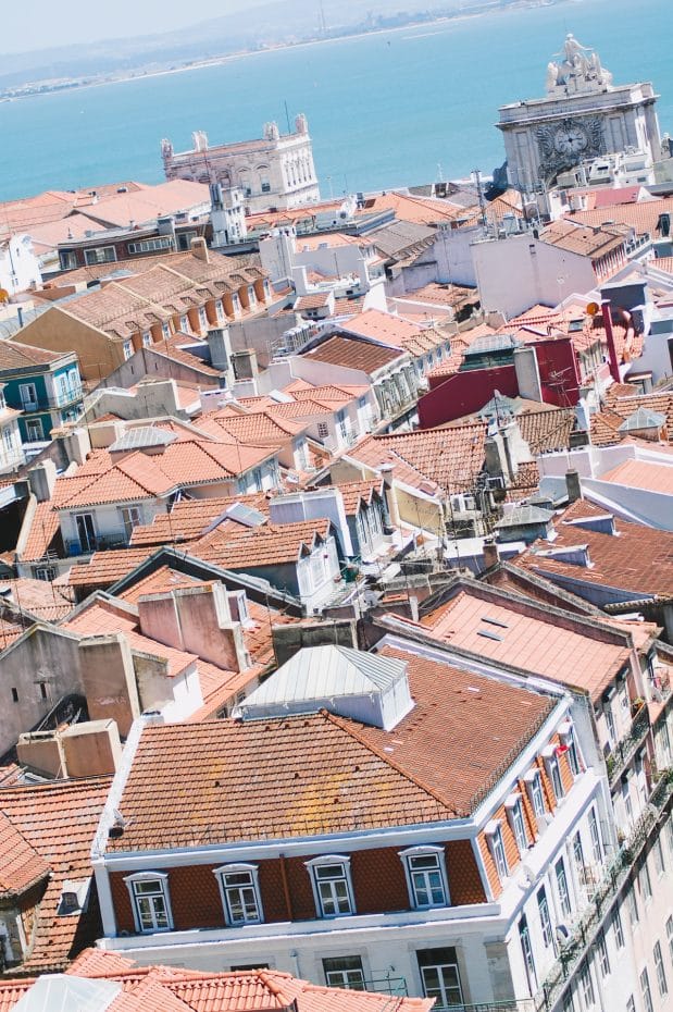 Lisbon roofs as you go up Santa Justa Lift