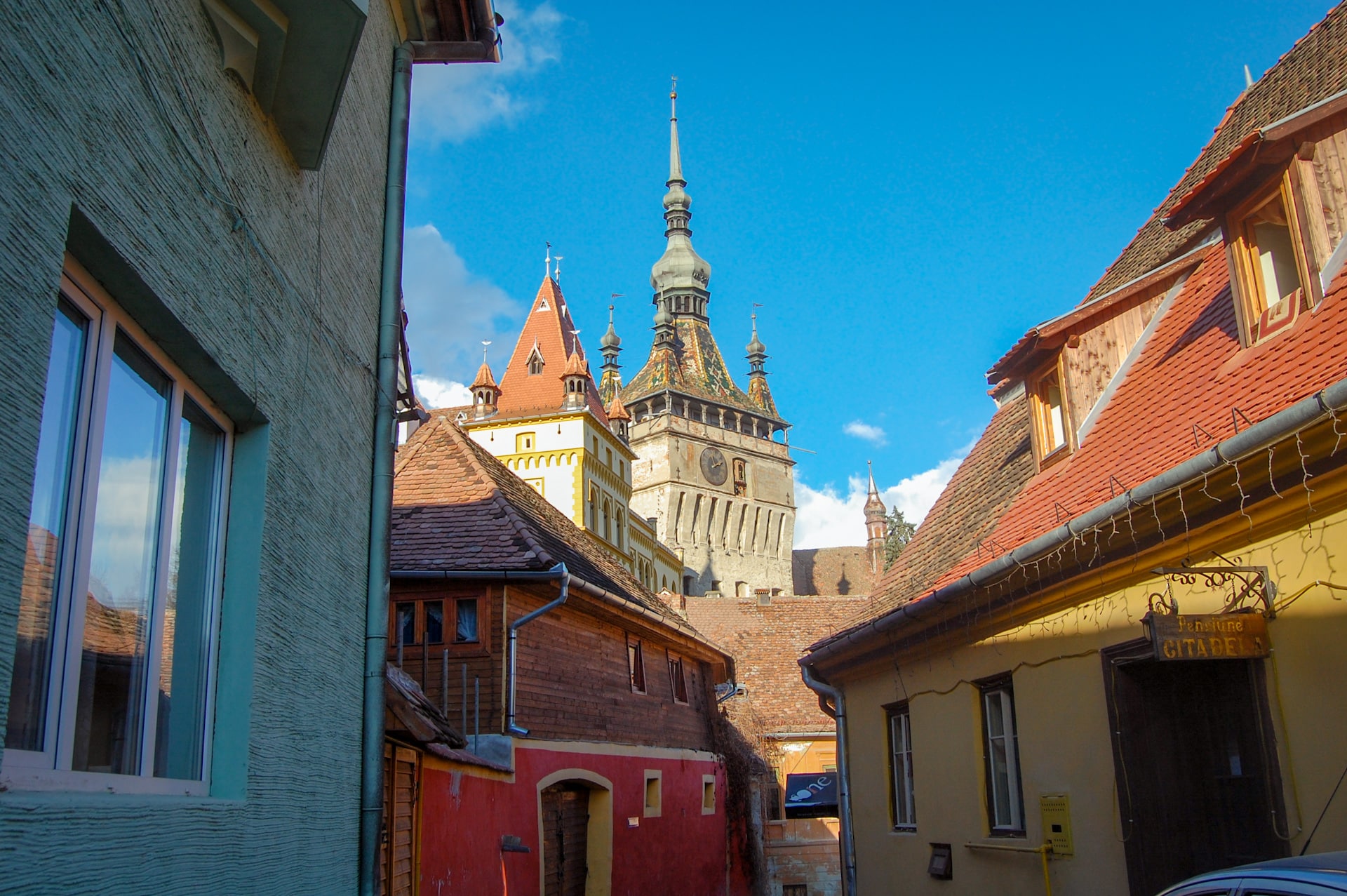 View of Sighisoara, home to the Saxon cemetery