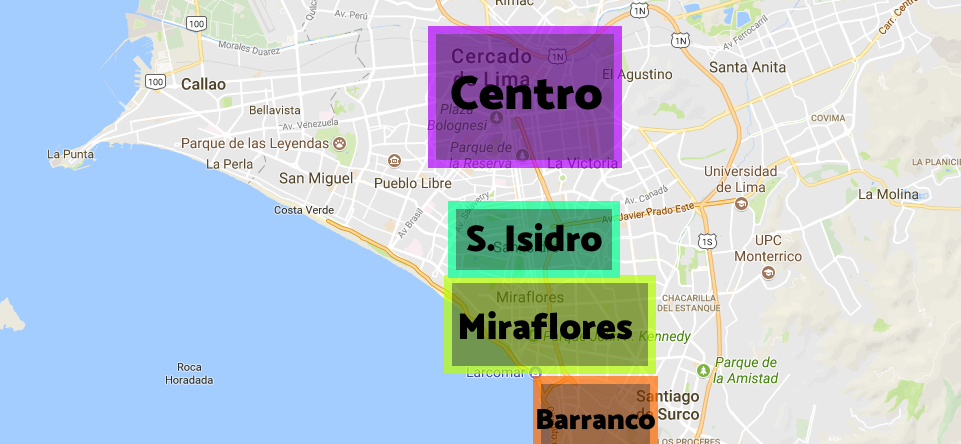 Best areas to stay in Lima - Map