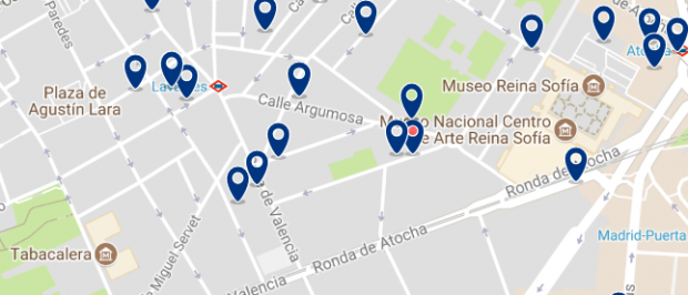 Dónde dormir en Madrid para vida nocturna - Lavapiés - Haz clic aquí para ver todos los hoteles en un mapa