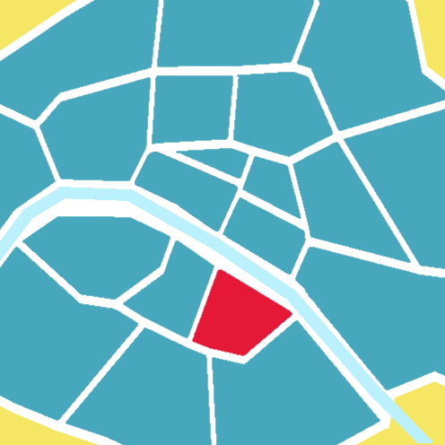 Mapa de alojamiento del Barrio Latino de París