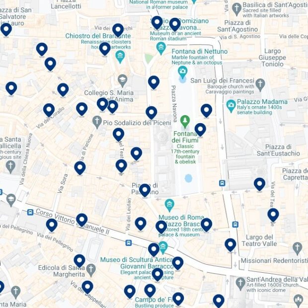 Piazza Navona & Campo De' Fiori: Mappa degli alloggi