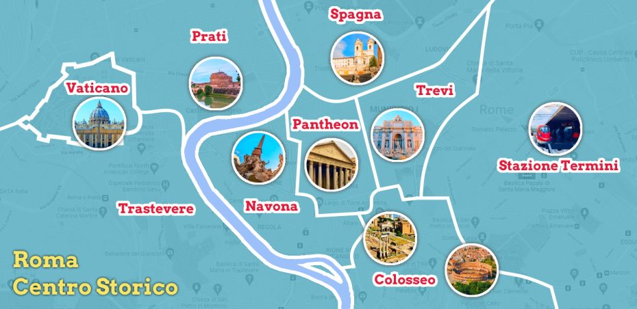 Rome: Mapa de alojamientos. Haz clic para ver todos los hoteles de Roma en un mapa