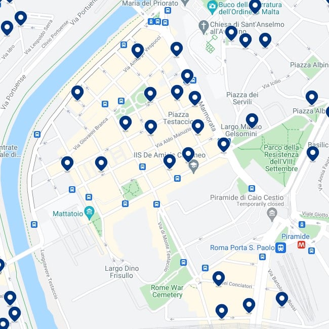 Testaccio: Mapa de alojamientos