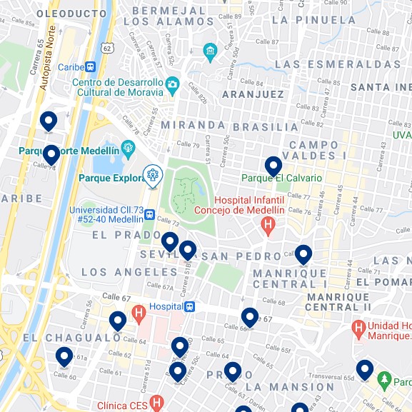 Aranjuez, Medellín - Mapa de hoteles