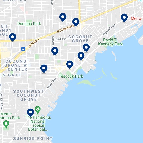 Coconut Grove Accommodation Map