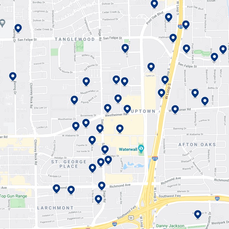 Houston Uptown & Galleria Accommodation Map