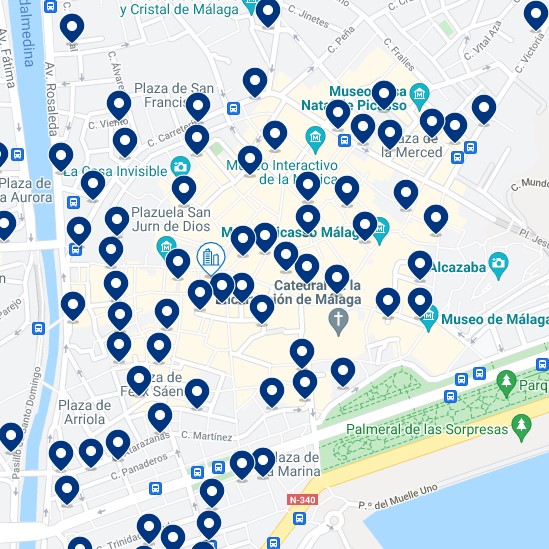 Málaga Centro - Mapa de hoteles