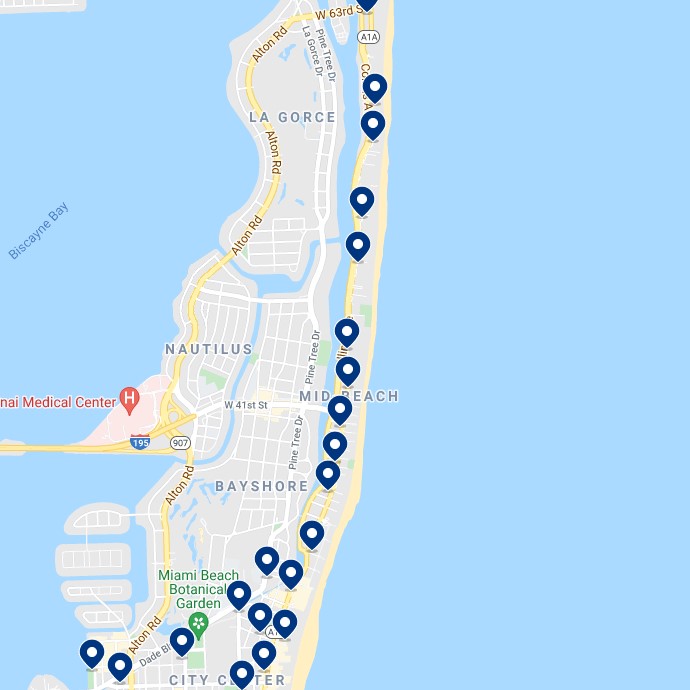 Mid-Beach Accommodation Map