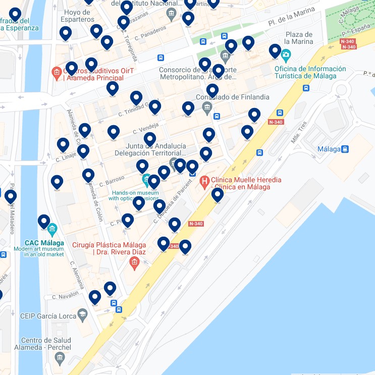 Soho Málaga - Mapa de hoteles