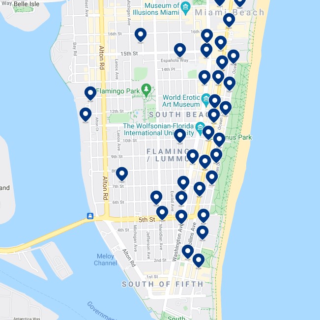 South Beach Accommodation Map