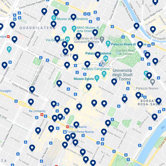 Turin Centro Storico - Mapa de alojamiento