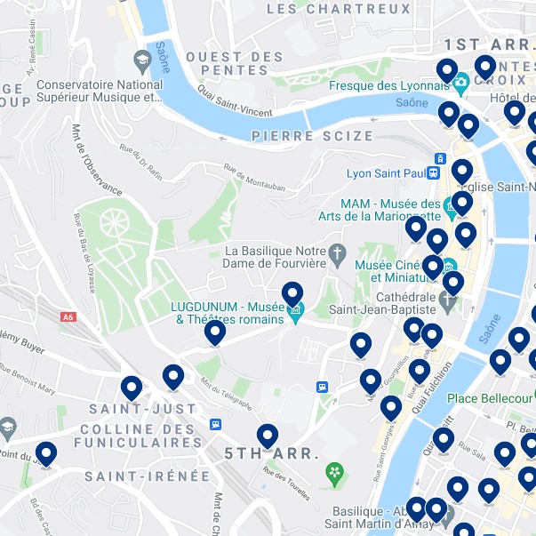 Vieux Lyon Accommodation Map