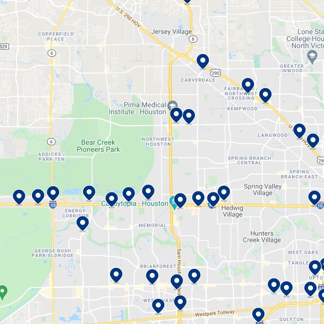 Northwest Houston Accommodation Map