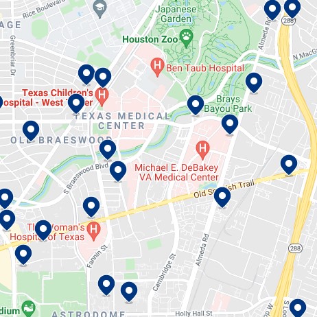 Texas Medical Center Accommodation Map