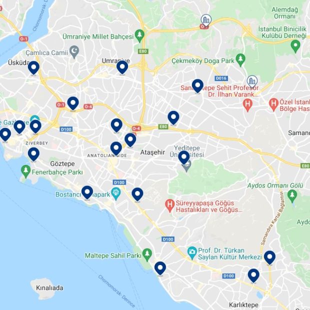 Asian Side Accommodation Map