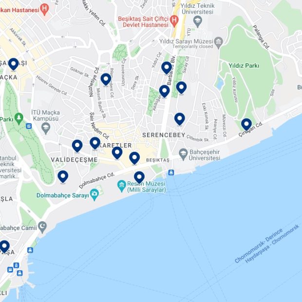 Besiktas Accommodation Map