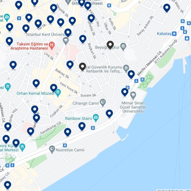 Cihangir Accommodation Map