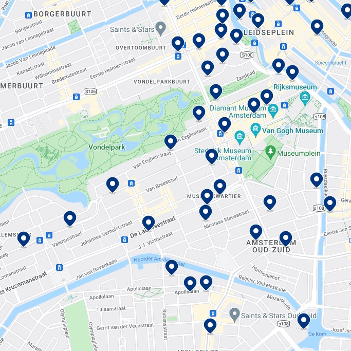 Oud-Zuid: Mappa degli alloggi