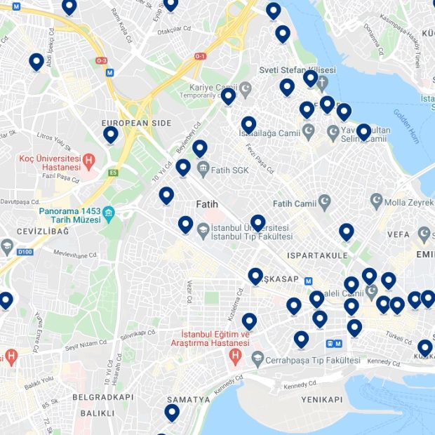 Outer Fatih Accommodation Map