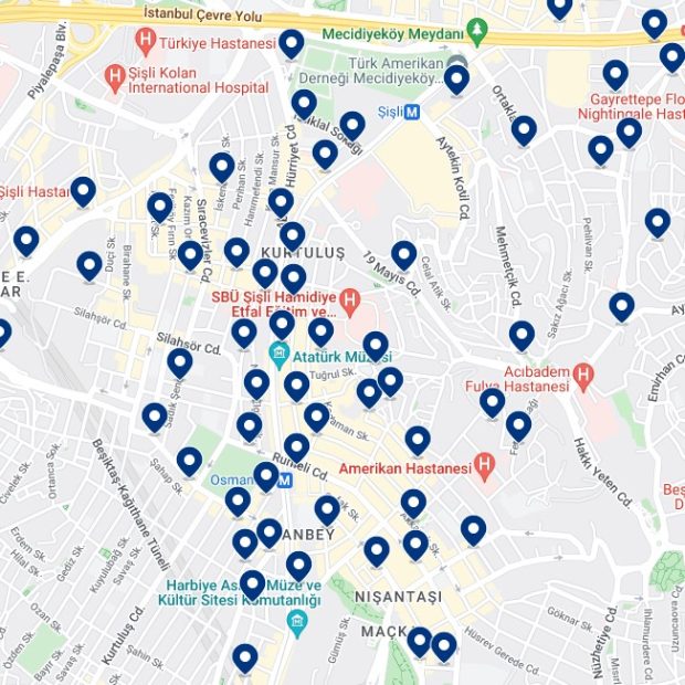 Sisli Accommodation Map