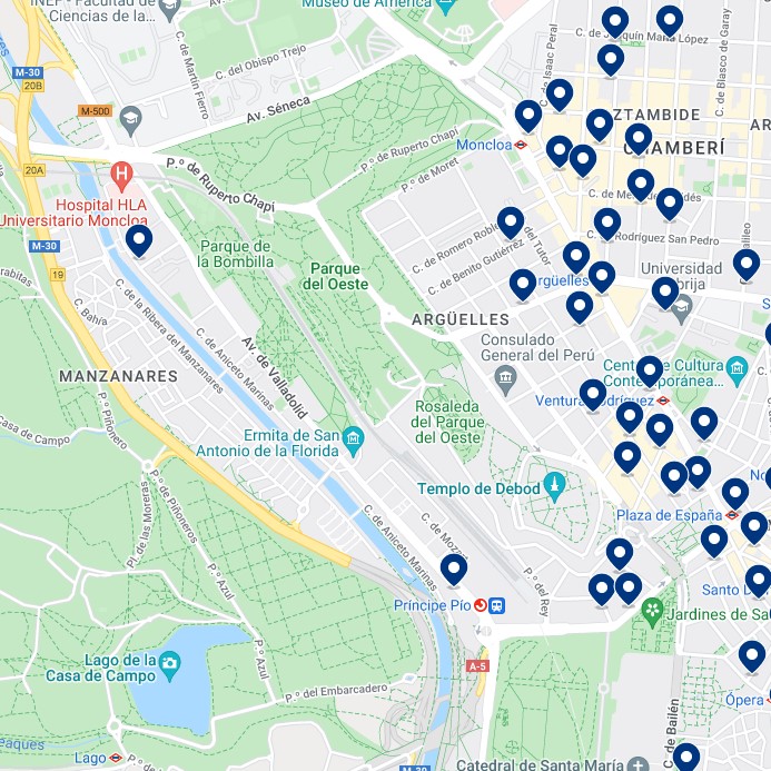 Moncloa-Aravaca: Mappa degli alloggi