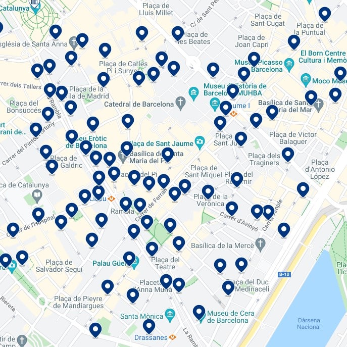 Barcelona - Barri Gòtic: Mappa degli alloggi