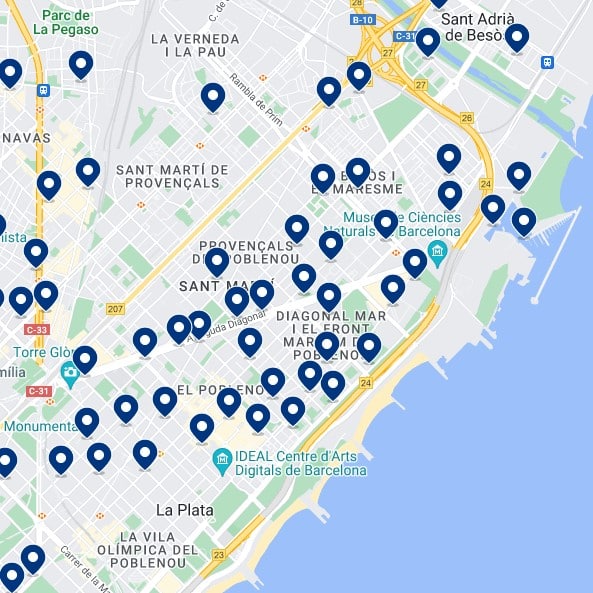 Diagonal Mar : Mapa de alojamientos