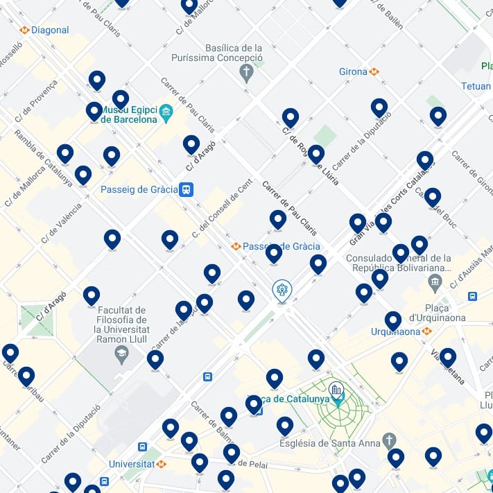Passeig de Gràcia Accommodation Map