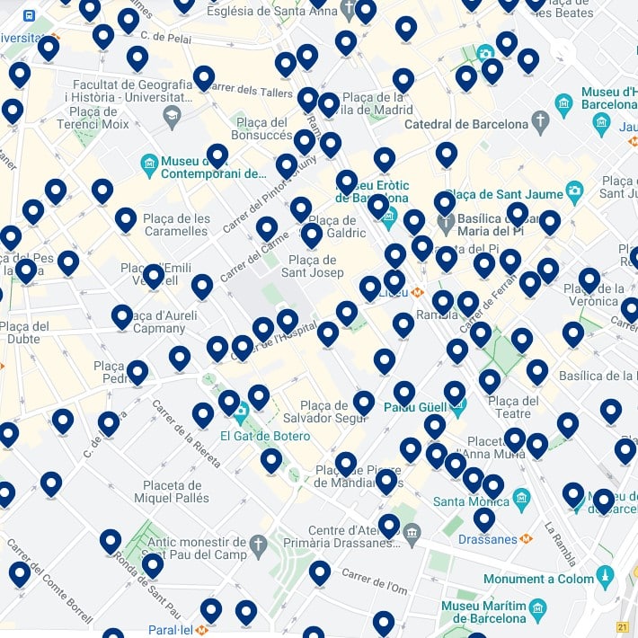 Raval: Mappa degli alloggi