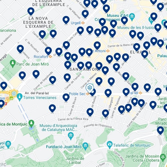 Sant Antoni & Poble Sec : Mapa de alojamientos