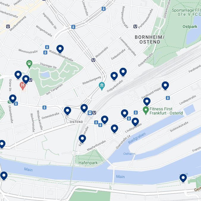 Ostend Accommodation Map