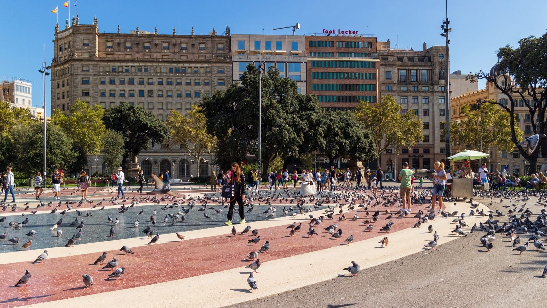 Plaça de Catalunya is considered the heart of Barcelona