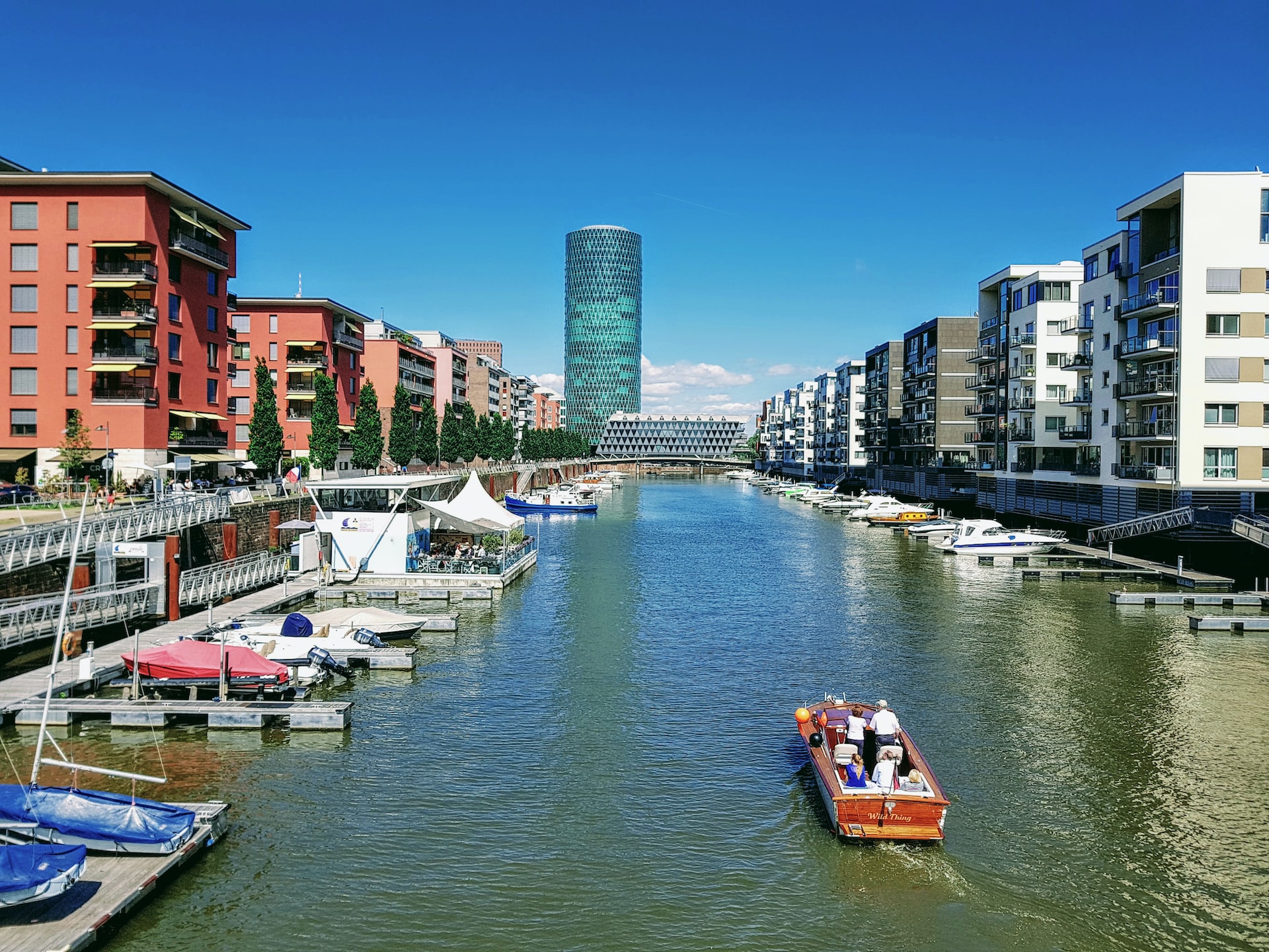 Sandwiched between the Main River and the Central Station, up-and-coming Gutleutviertel is one of the best districts to stay in Frankfurt if you're looking for a hip and modern area with bars and restaurants.
