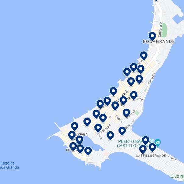 Bocagrande - Mapa de Alojamiento