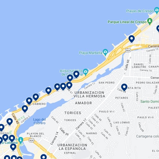 Playa Marbella - Mapa de Alojamiento