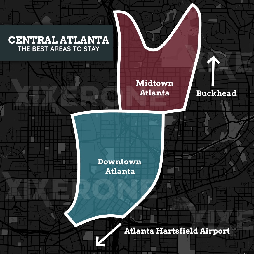 Central Atlanta Accommodation Map